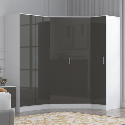 REFLECT Gloss 5 Door Wardrobe Bundle - 2 Door Corner + 2 Door + 1 Door Wardrobe