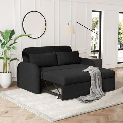NOMA 2-Seater Boucle Pull Out Sofa Bed with Matching Cushions - Black