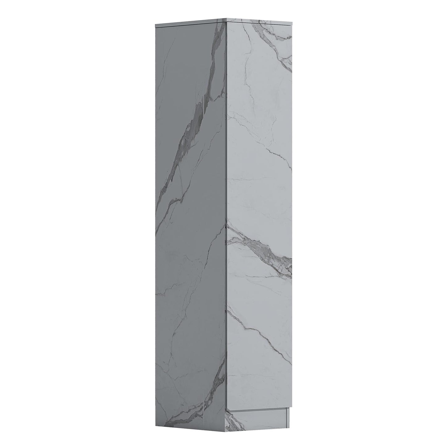 ZITA Compact 1-Door Wardrobe in White Marble Effect - Bedroom Storage, Stylish and Space-Saving