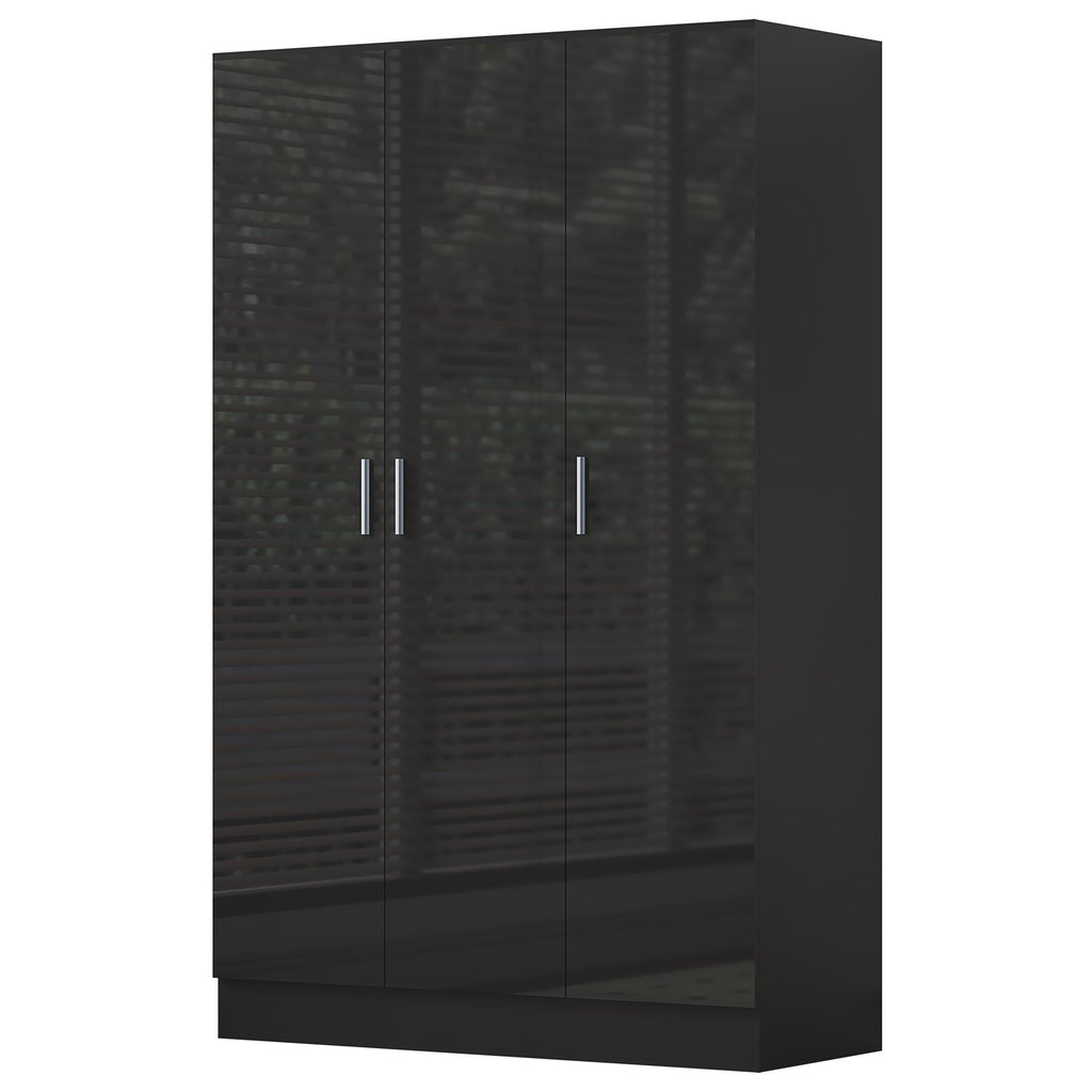 REFLECT High Gloss Bedroom Furniture Wardrobe Chest Bedside Desk Option in Black