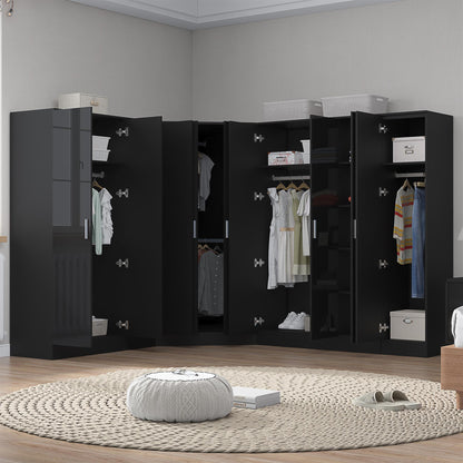 REFLECT Gloss Large 9 Door Corner Modular Wardrobe Bedroom Furniture Bundle Set