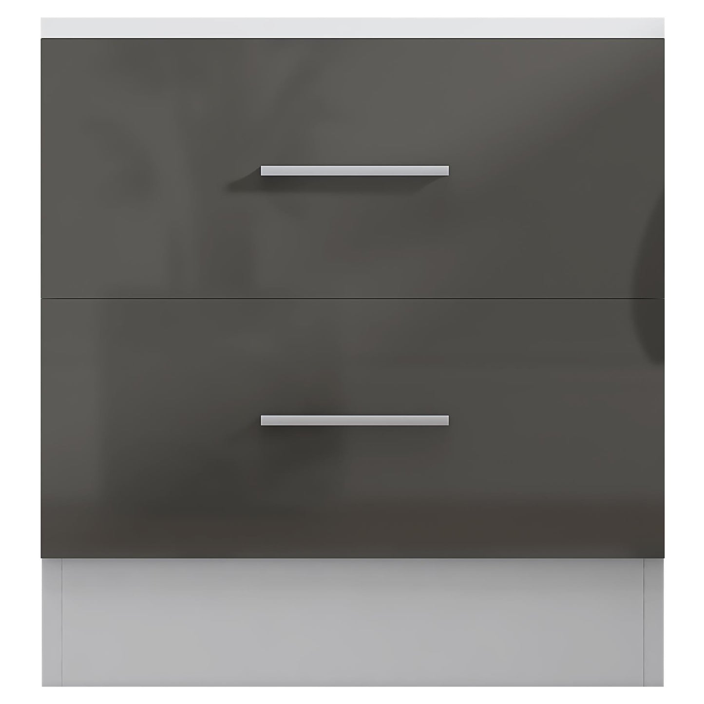 Reflect 2 Drawer Bedside - Grey Gloss & Matt White - Modern Nightstand for Bedroom Storage
