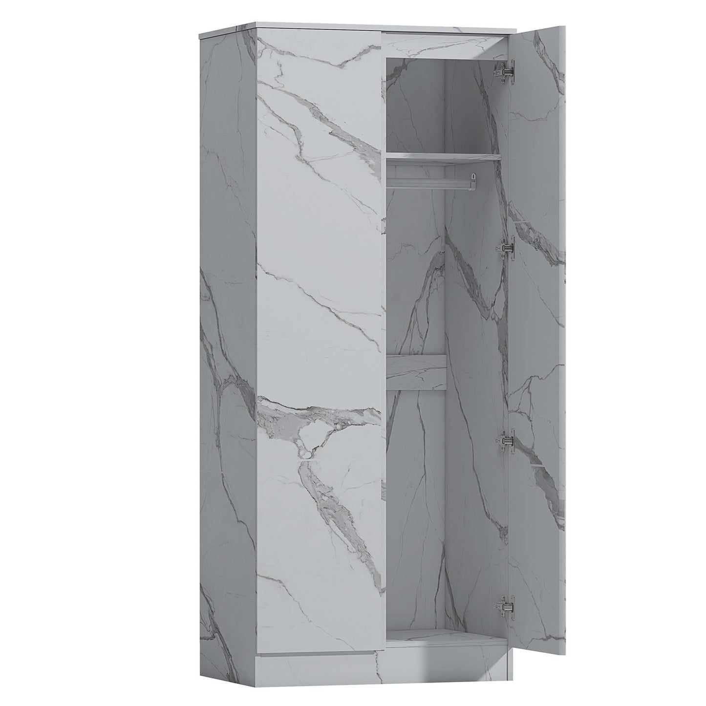 ZITA White Marble Effect 2 Piece Wardrobe Bundle - 2 x 2-Door Wardrobes