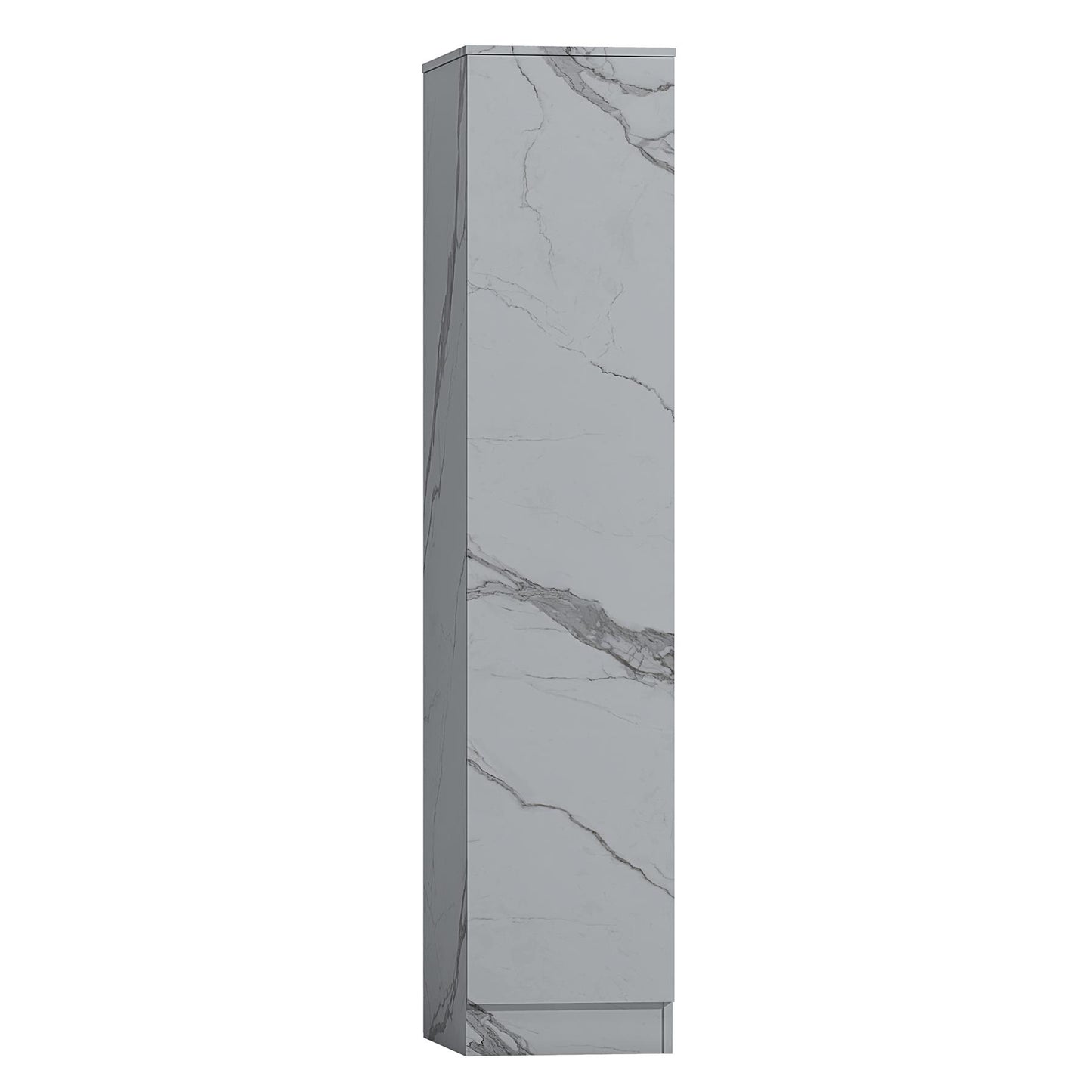 ZITA Compact 1-Door Wardrobe in White Marble Effect - Bedroom Storage, Stylish and Space-Saving