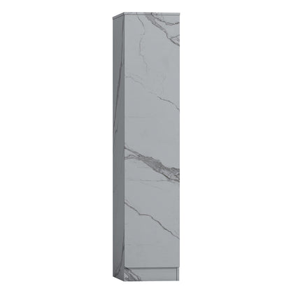 ZITA Compact 1-Door Wardrobe in White Marble Effect - Bedroom Storage, Stylish and Space-Saving