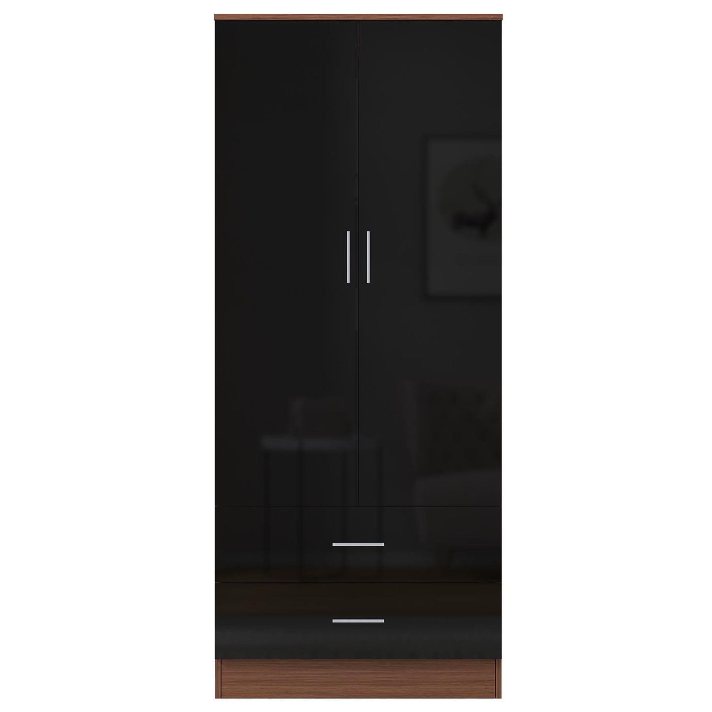 REFLECT Gloss Bedrooom 2 Door & 2 Drawer Combination Wardrobe - 4 Colour Options