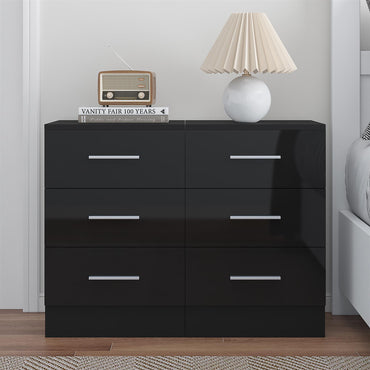 Reflect 3 Drawer Bedside Bundle (2x) - Black Gloss & Black Oak - Modern Bedside