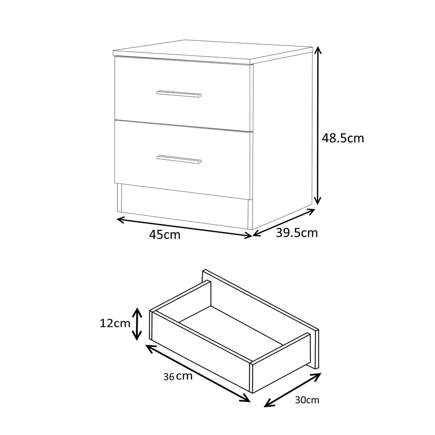 Reflect 2 Door Corner Wardrobe, 6 Drawer Chest, 2 Drawer Bedside & Desk - Grey Gloss & Matt White - Bedroom Furniture Set