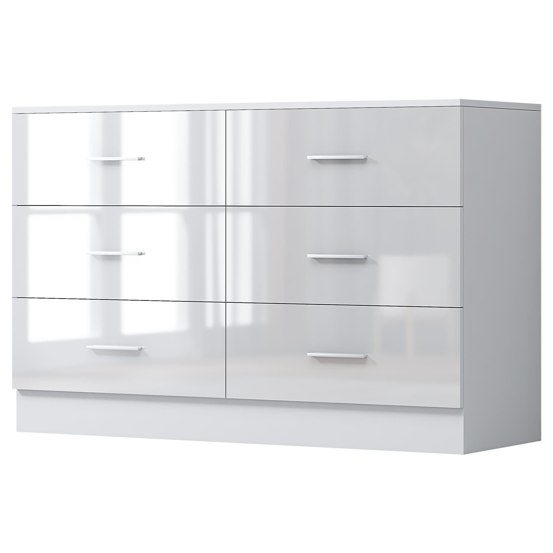 REFLECT High Gloss Bedroom Furniture Wardrobe Chest Bedside Desk Option in White
