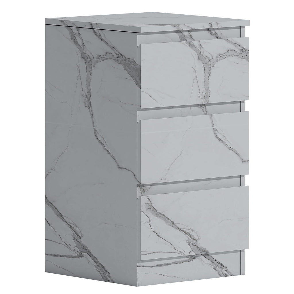 ZITA Bedroom Furniture Range Wardrobe Chest Bedside in White Marble Effect