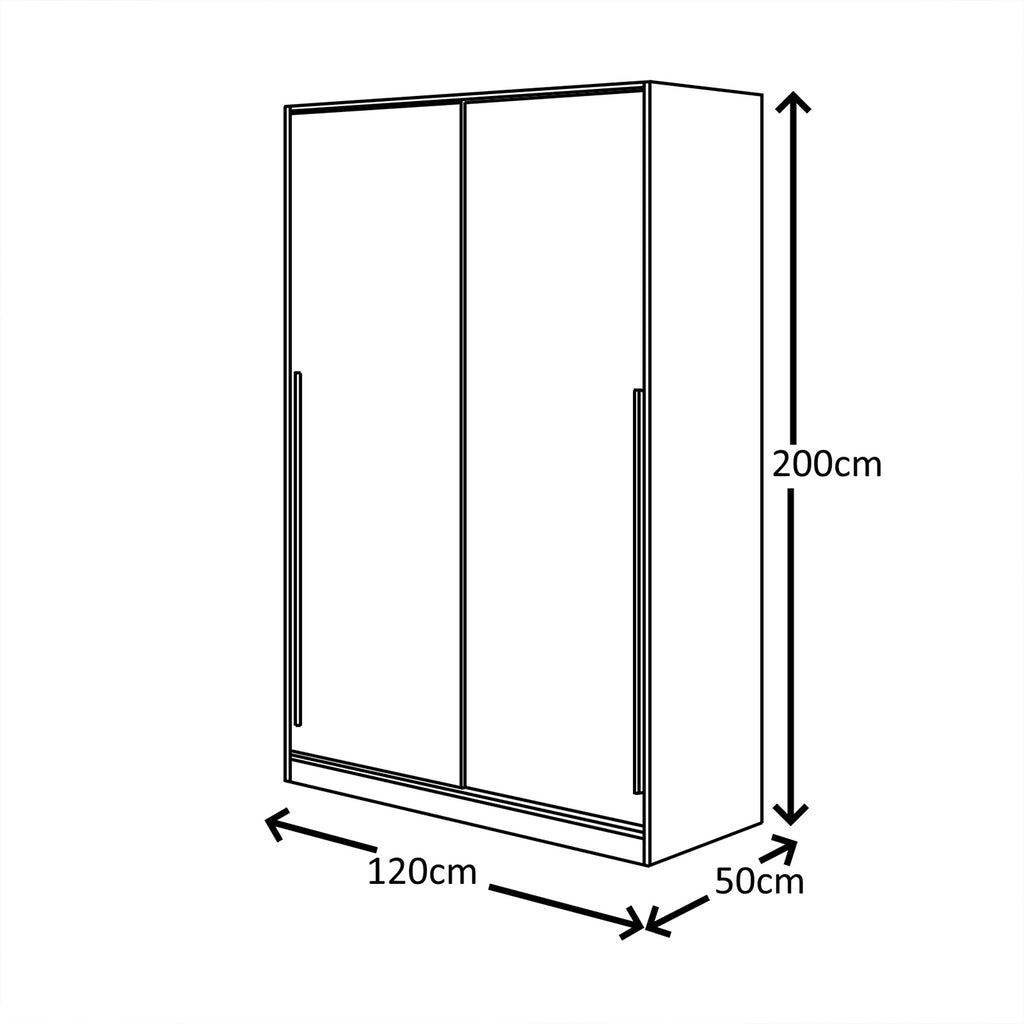 TOP 2 Door Large Modern Sliding Bedroom Wardrobe - White & Grey Finish