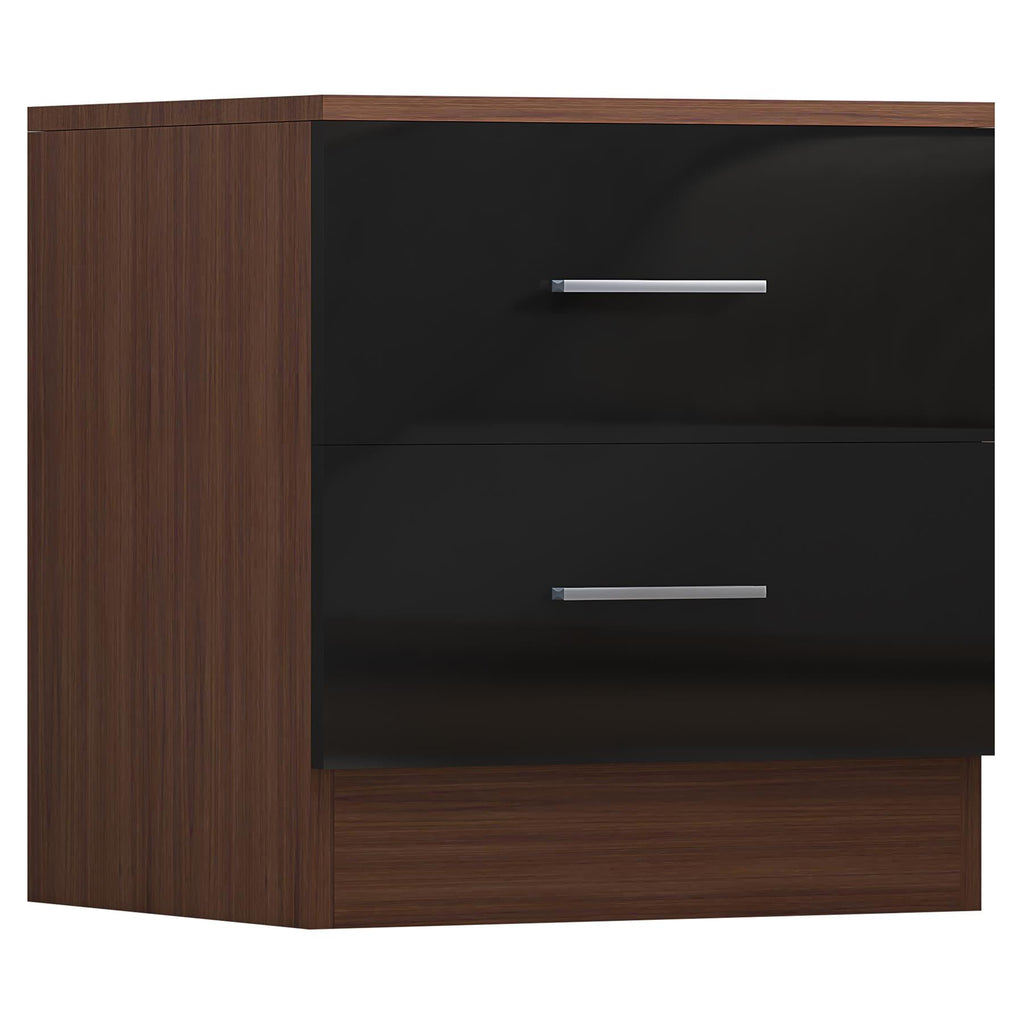 REFLECT High Gloss Bedroom Furniture Wardrobe Chest Bedside Desk - Black/Walnut