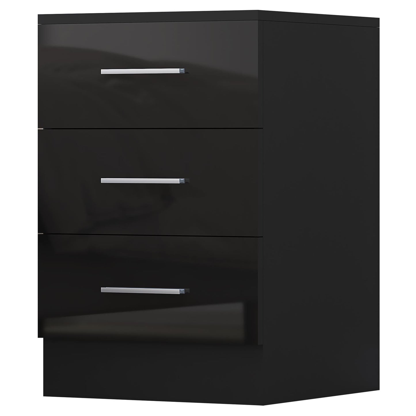 REFLECT Gloss Bedroom Furniture 3 Drawer Bedside - 4 Colour Options