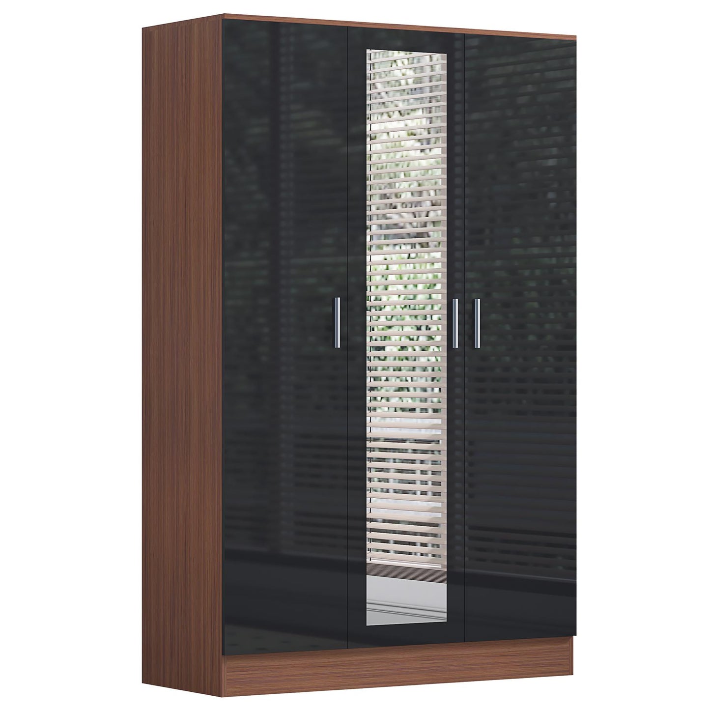 REFLECT Gloss 4pc Set - 3 Door Mirrored Wardrobe + 5 Draw Chest + 2 Bedsides