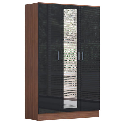 REFLECT Gloss 4pc Set - 3 Door Mirrored Wardrobe + 5 Draw Chest + 2 Bedsides
