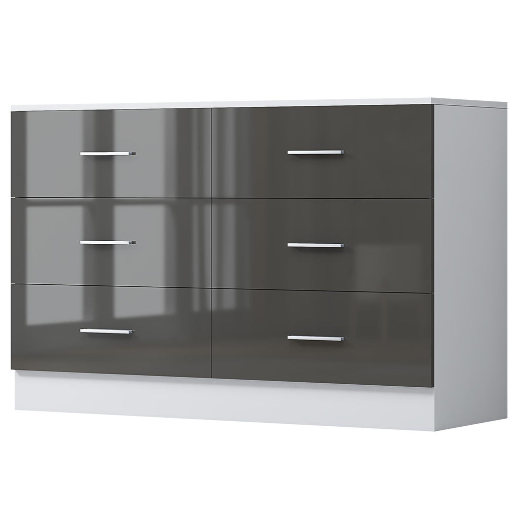 REFLECT High Gloss Bedroom Furniture Wardrobe Chest Bedside Desk in Grey/White