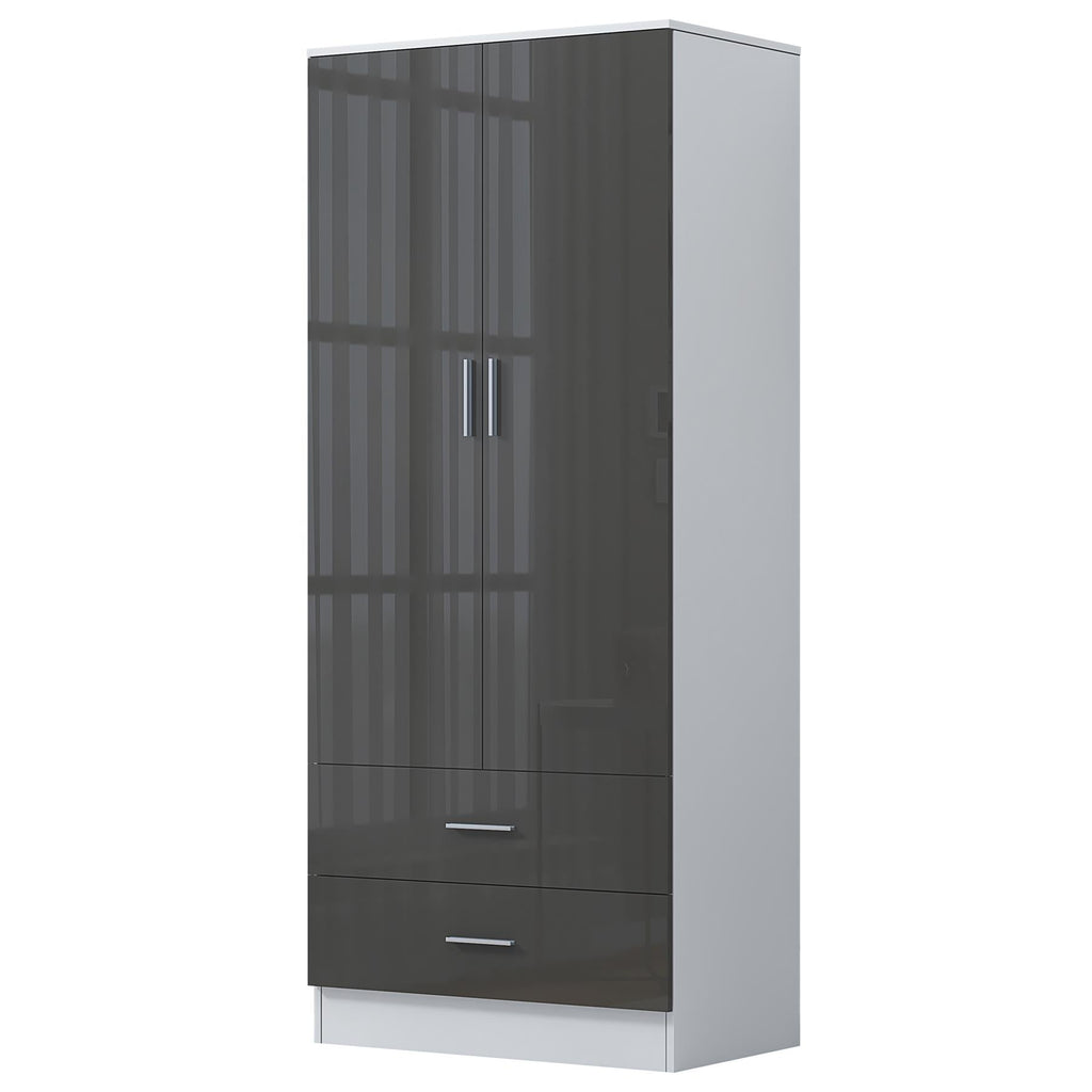 REFLECT Gloss Bedrooom 2 Door & 2 Drawer Combination Wardrobe - 4 Colour Options