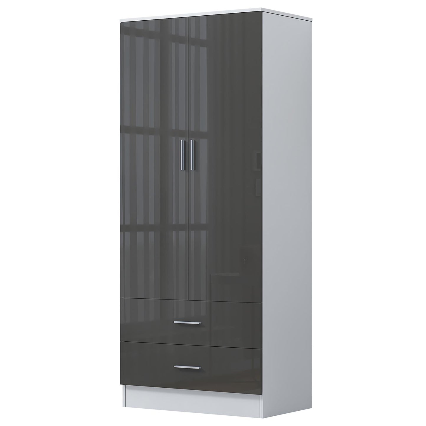 REFLECT Gloss Bedrooom 2 Door & 2 Drawer Combination Wardrobe - 4 Colour Options