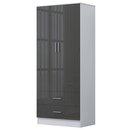 REFLECT Gloss Bedrooom 2 Door & 2 Drawer Combination Wardrobe - 4 Colour Options