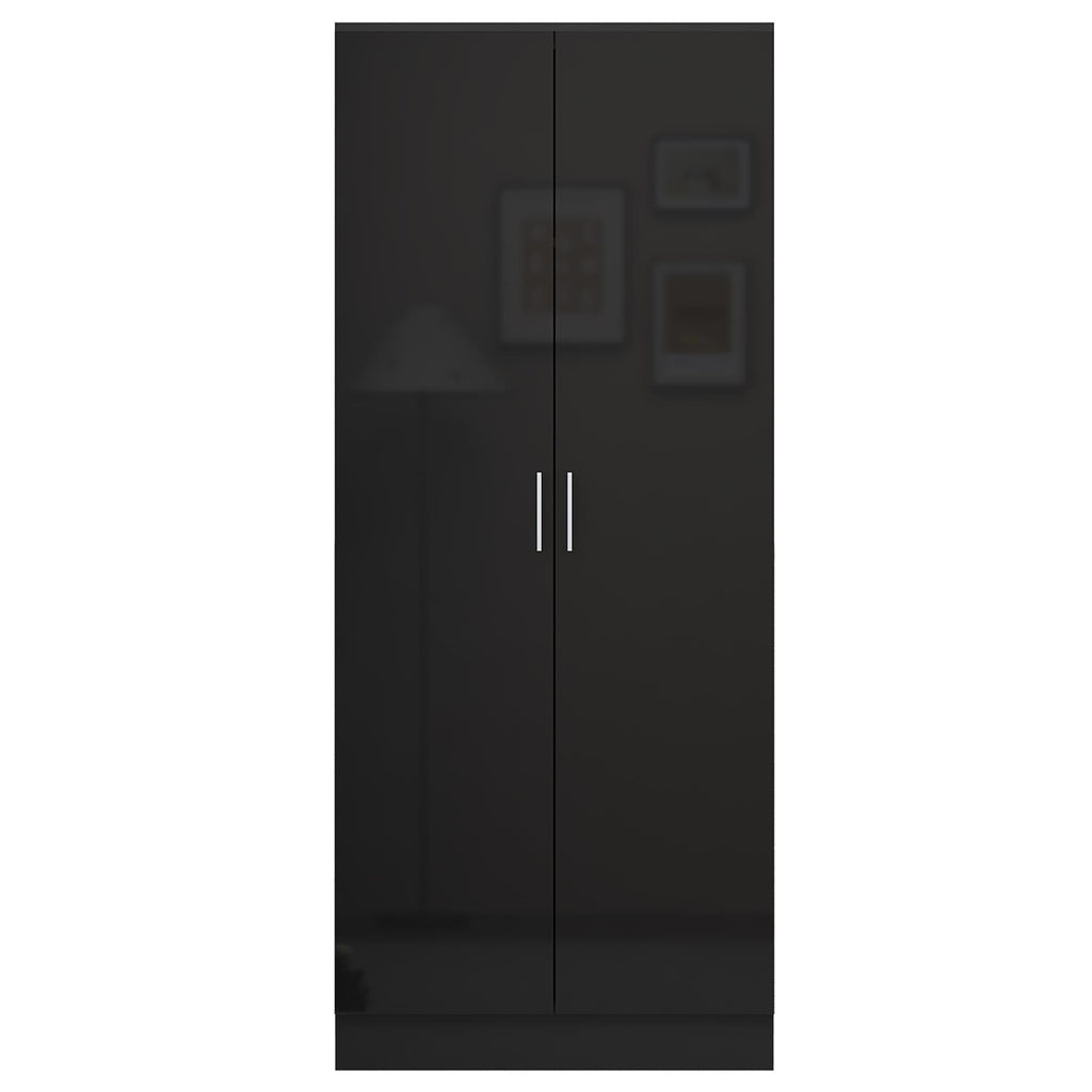 REFLECT High Gloss Bedroom Furniture Wardrobe Chest Bedside Desk Option in Black