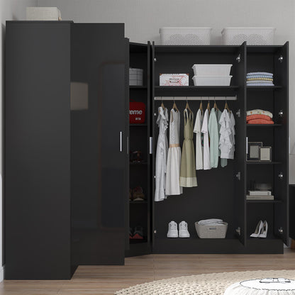 REFLECT Gloss 7 Door Wardrobe Bundle - Corner + 3dr Plain + Double Wardrobe
