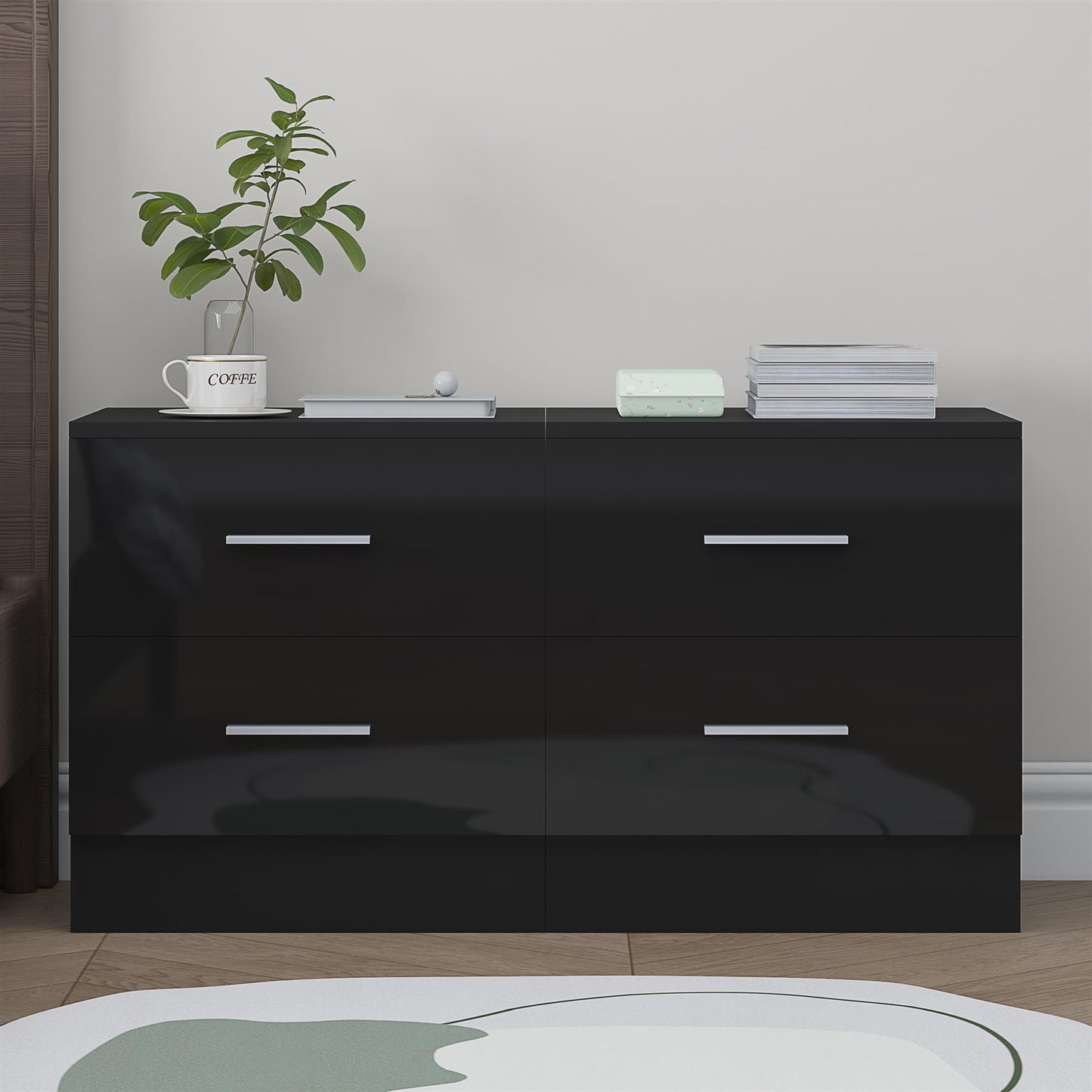 REFLECT High Gloss Pair of 2 Drawer Bedsides in 4 Colour Options