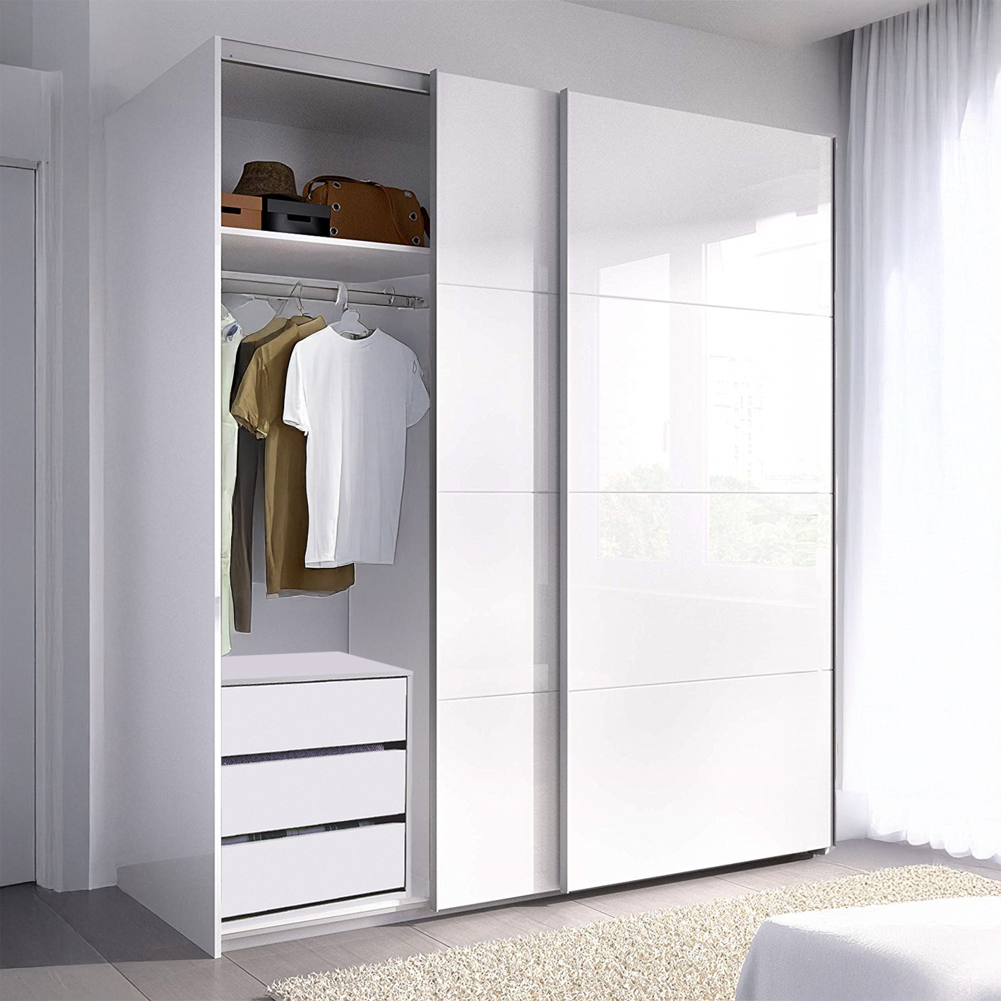 Modern Hinged/Sliding Wardrobes - Optional Internal Drawer & Colour Options