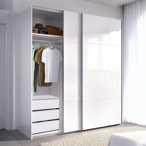 ARM Wardrobe Storage Set 2 Door Sliding White Wardrobe + ARC Internal Unit