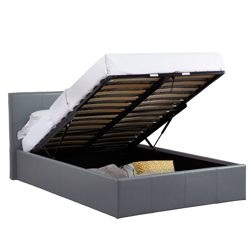 LUNA Faux Leather Gas Lift Ottoman Storage Bedframe in 4 Colour & Size Options