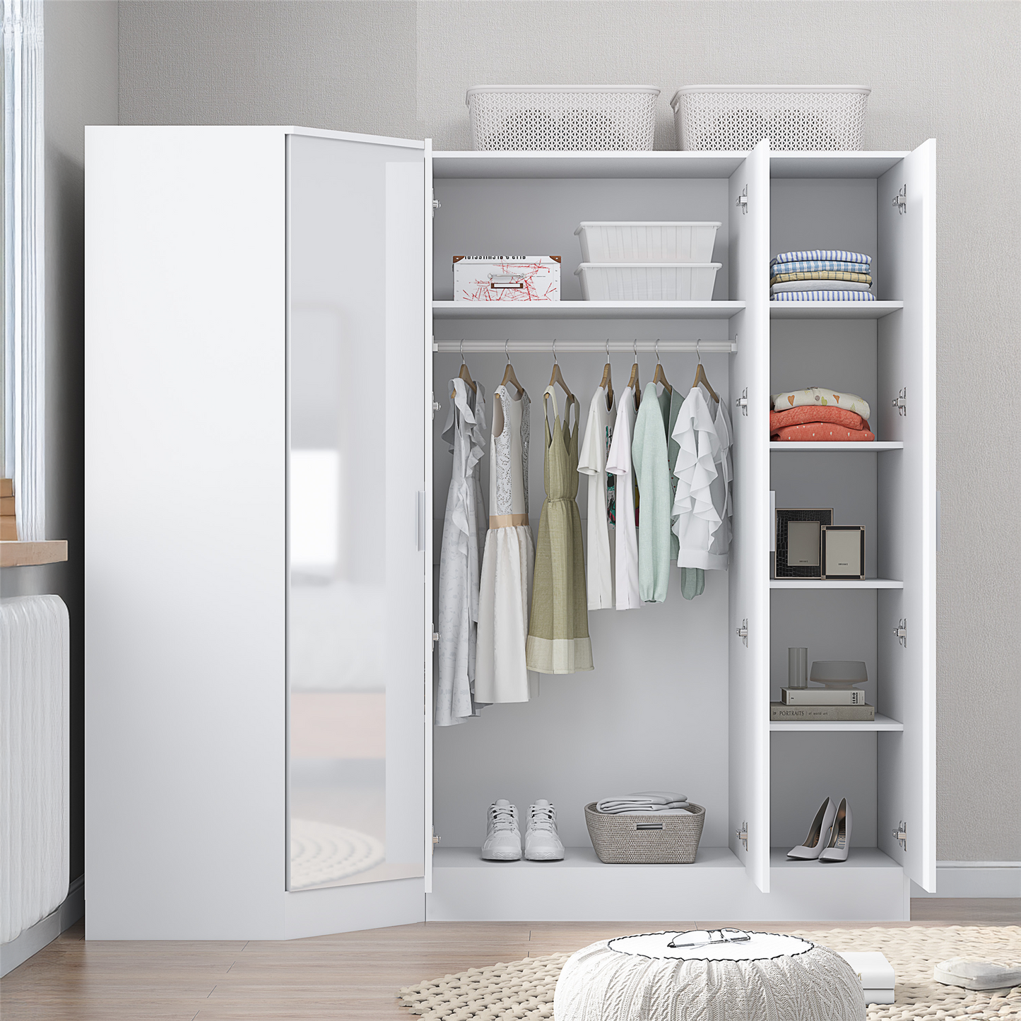 REFLECT 1dr Corner Bedroom Furniture Bundles Chest, Bedsides, Desks - 4 Colours