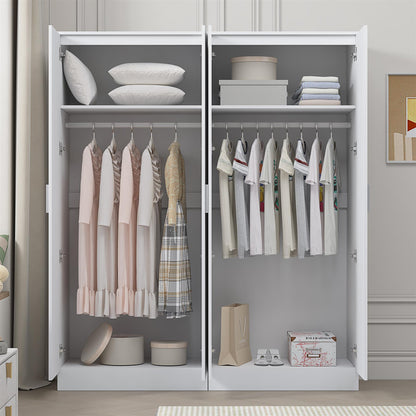 Reflect 2x 2 Door Plain Wardrobe Bundle - White Gloss & Matt White - Hanging Rails & Shelves - Modern Sleek Design