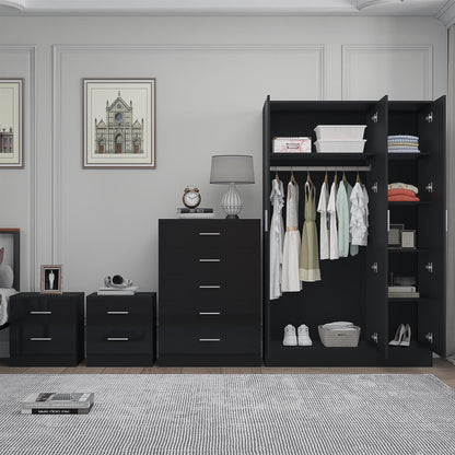 REFLECT Gloss 4pc Bedroom Set - 3 Door Wardrobe + 5 Draw Chest + 2 Bedsides