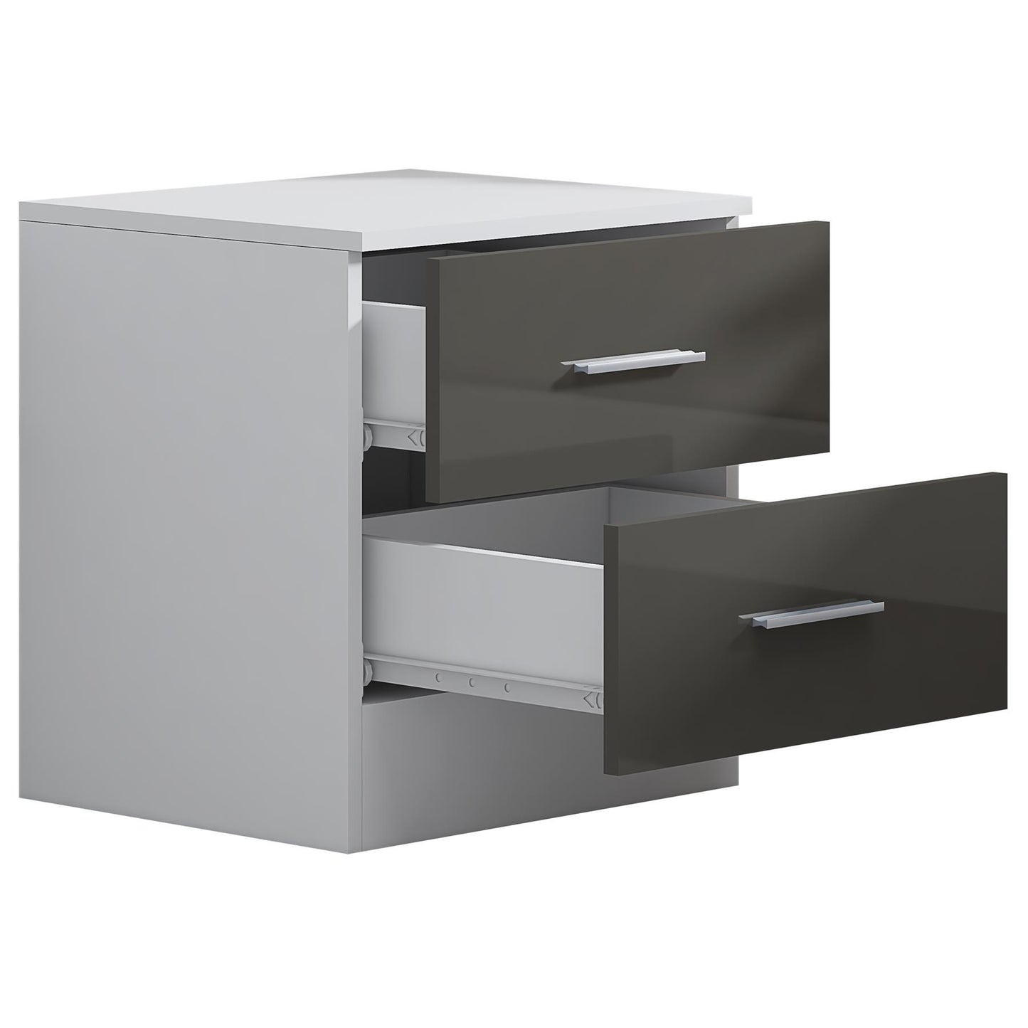REFLECT Gloss Bedroom Furniture 2 Drawer Bedside - 4 Colour Options