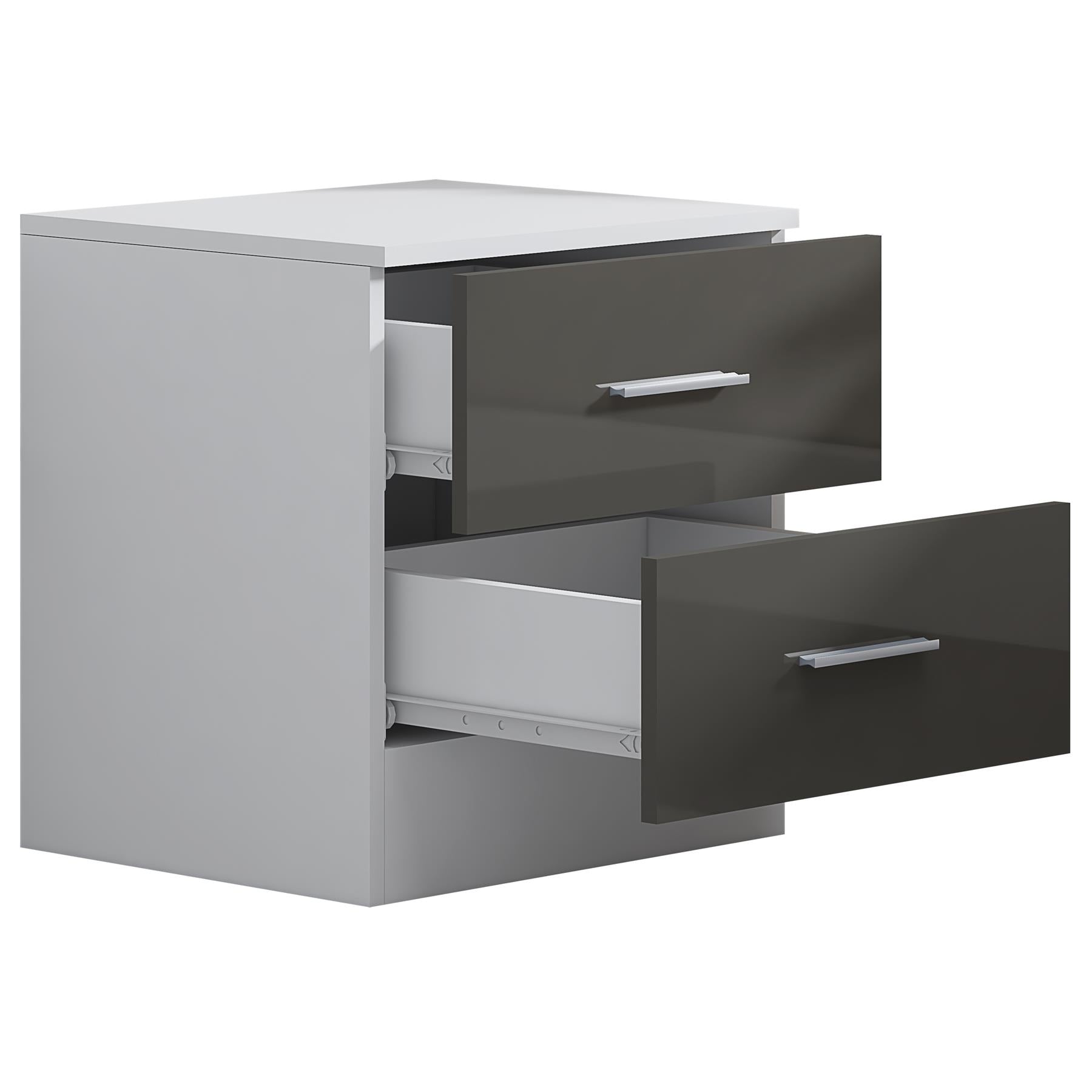 REFLECT High Gloss Bedroom Furniture Wardrobe Chest Bedside Desk in Grey/White