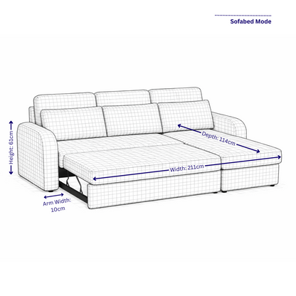 FLYN 3 Seater L Shape Boucle Pull Out Sofabed - 3 Colour Options