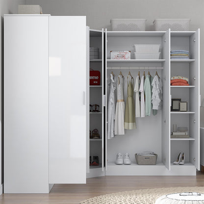 REFLECT Gloss 7 Door Wardrobe Bundle - Corner + 3dr Plain + Double Wardrobe