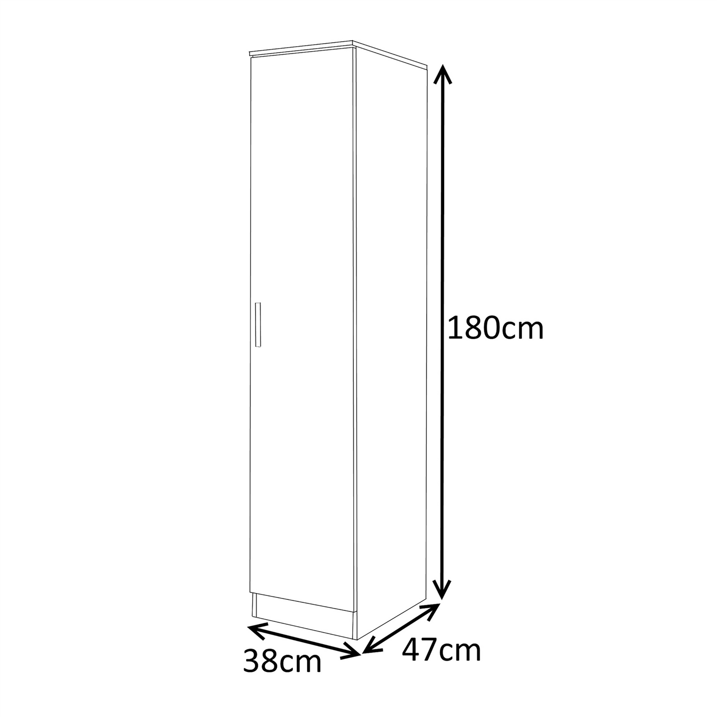 Reflect 1 Door High Gloss Wardrobe - White, Durable Melamine Finish - Modern Bedroom Storage - Single Door Wardrobe