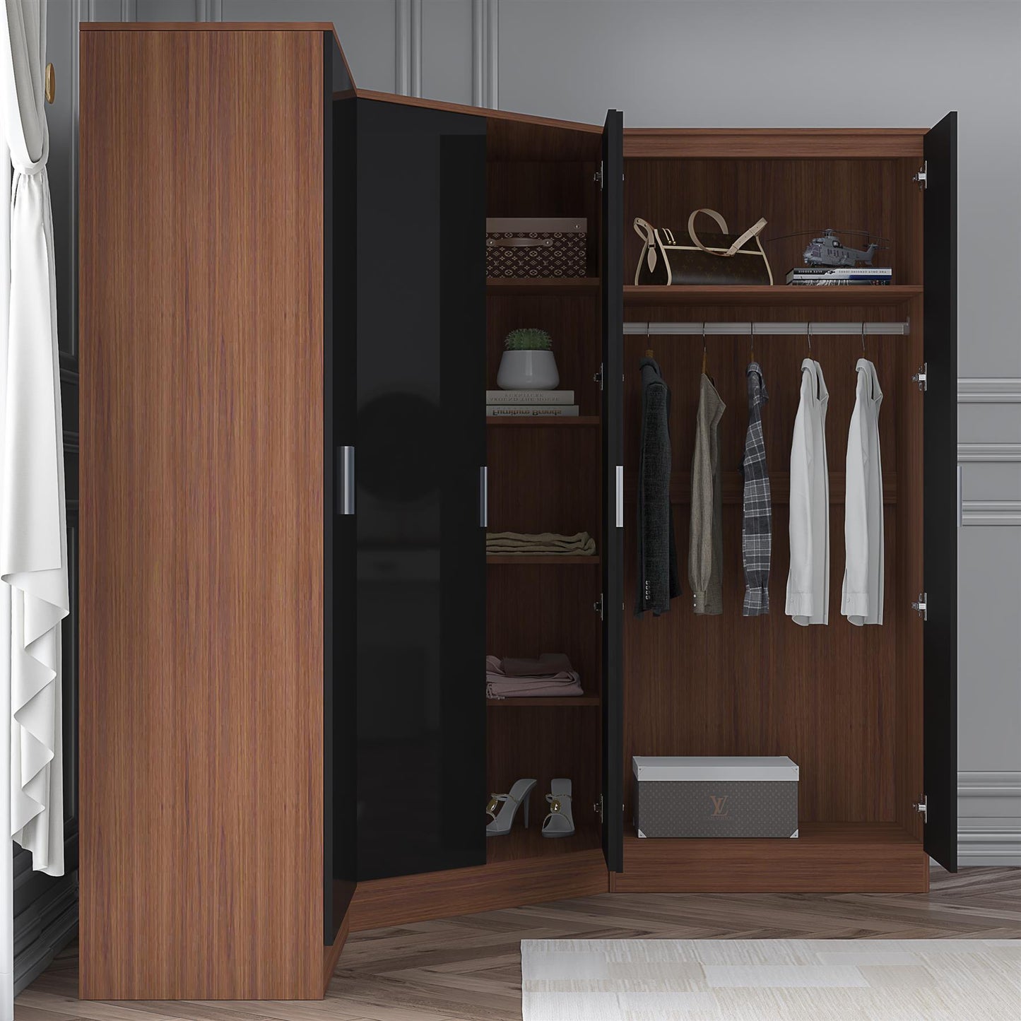 REFLECT Gloss 6 Door Wardrobe Bundle - 2 Door Corner + 2 Door + 2 Door Wardrobe