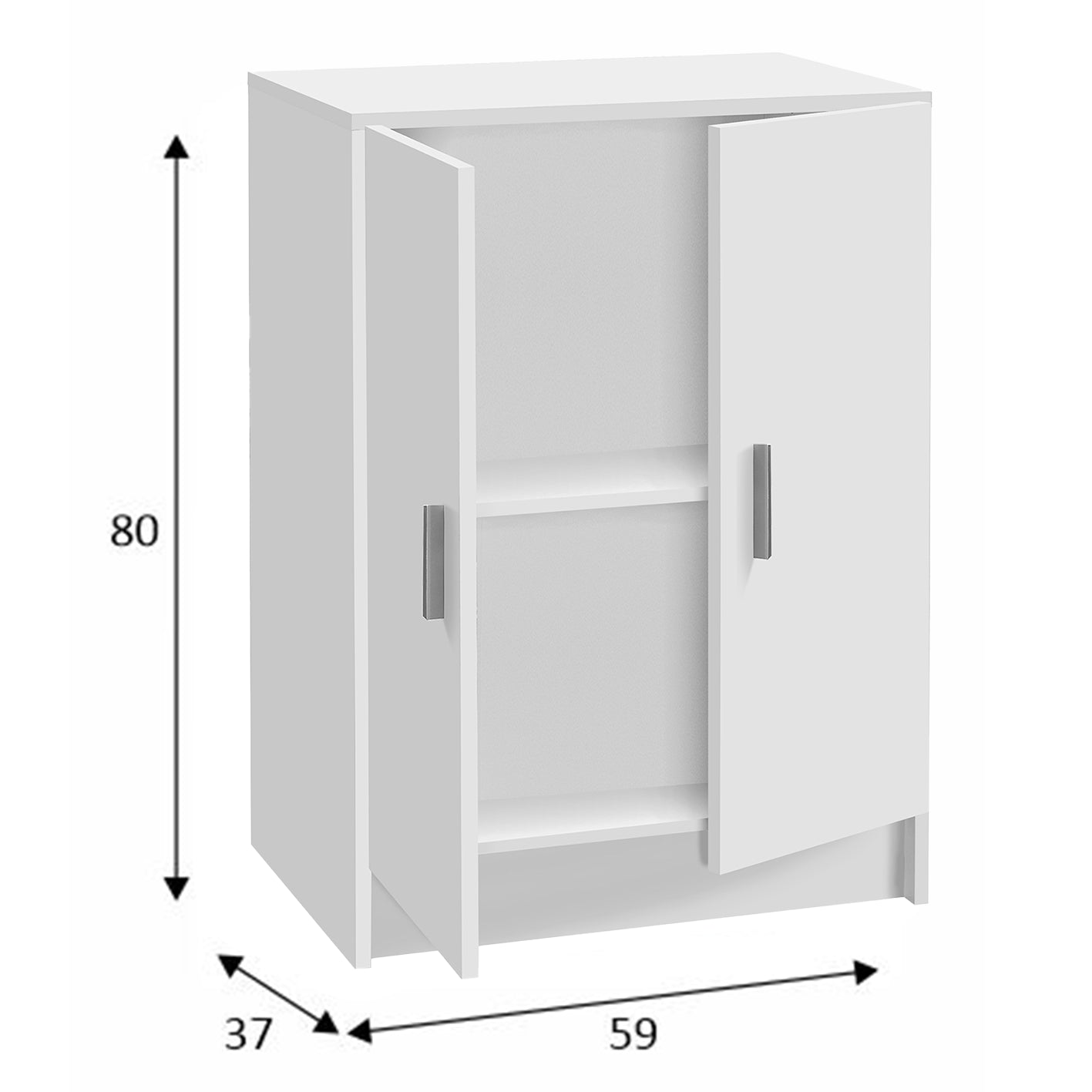 VITA 2 Door White Utility Storage Cabinet- Freestanding Cupboard for Home Organisation