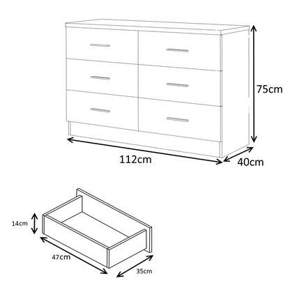 REFLECT Gloss 4pc Set - 2 Door Sliding Wardrobe + Wide Chest + 2 Tall Bedsides