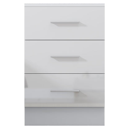 REFLECT Gloss Bedroom Furniture 3 Drawer Bedside - 4 Colour Options