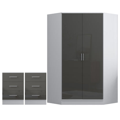 REFLECT 3pc Bedroom Set - 2 Door Corner + 2x Bedsides - 4 Colour Options
