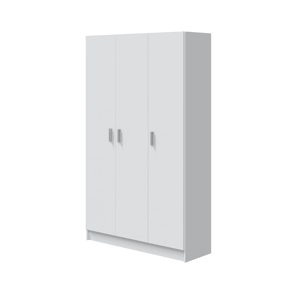 VITA White 3 Door Broom Cupboard - Modular Kitchen & Utility Room Cleaning Storage Cabinet