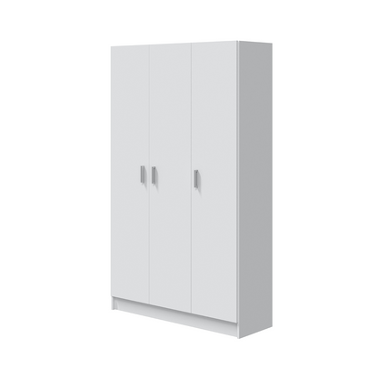 VITA White 3 Door Broom Cupboard - Modular Kitchen & Utility Room Cleaning Storage Cabinet