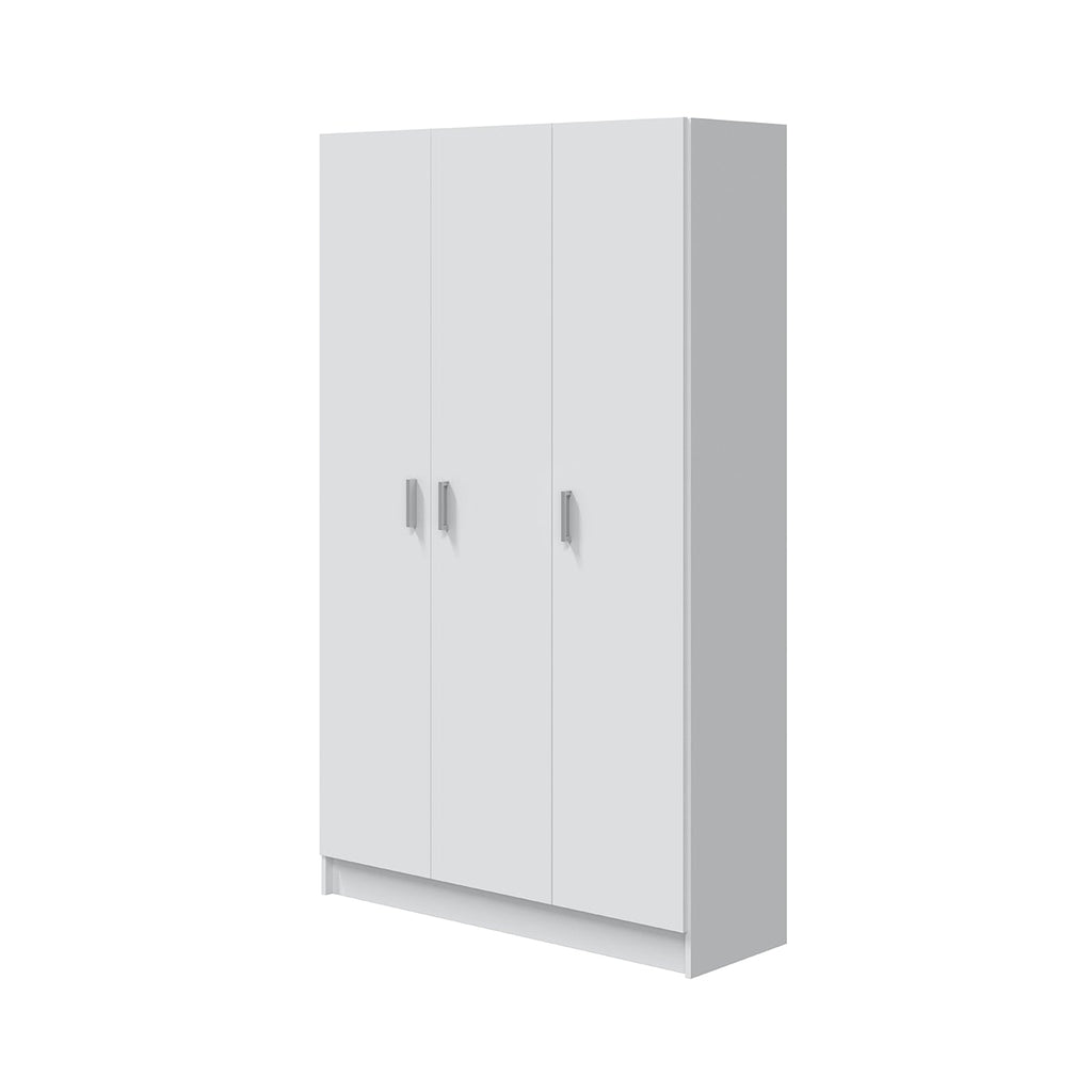VITA White 3 Door Broom Cupboard - Modular Kitchen & Utility Room Cleaning Storage Cabinet - H: 180cm x W: 109cm x D: 37cm.