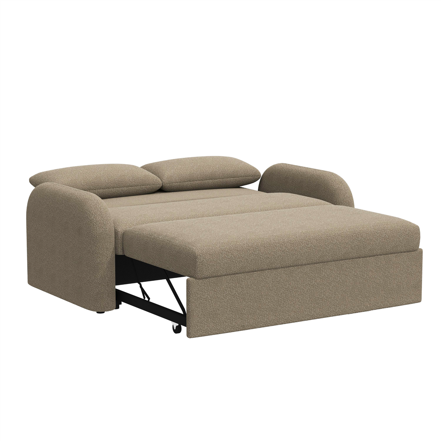 NOMA 2-Seater Boucle Pull Out Sofa Bed with Matching Cushions - Taupe