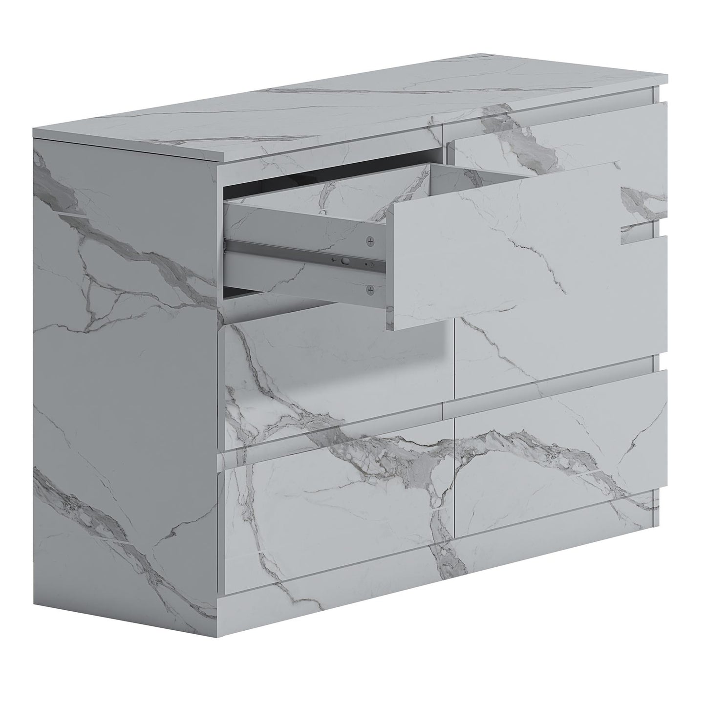 ZITA Bedroom Furniture Range Wardrobe Chest Bedside in White Marble Effect