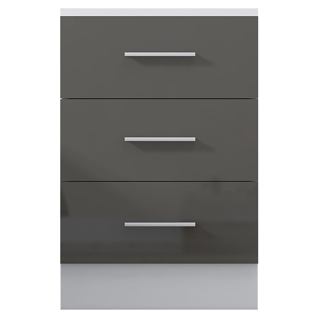 REFLECT High Gloss Bedroom Furniture Wardrobe Chest Bedside Desk in Grey/White