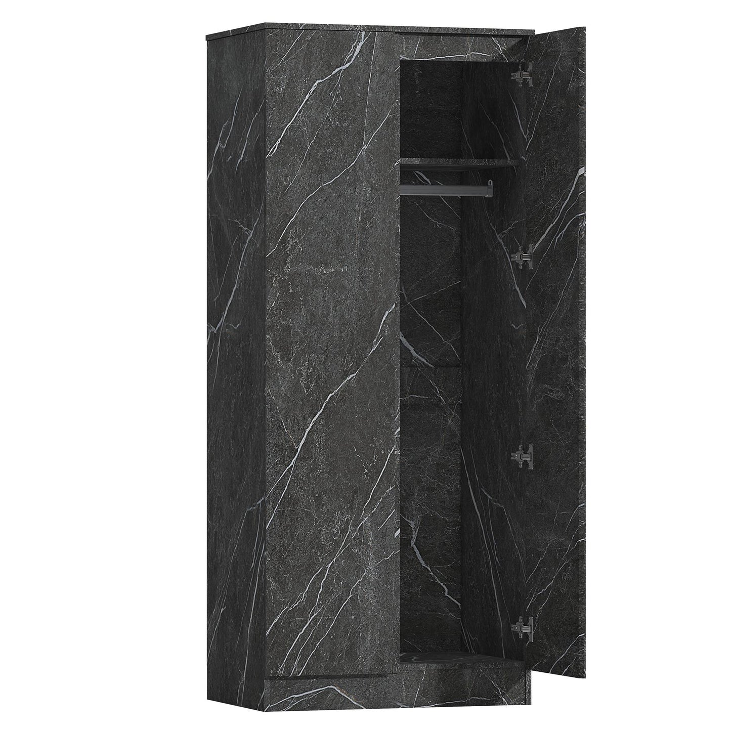 ZITA Grey Marble Effect 2 Piece Wardrobe Bundle - 2 x 2-Door Wardrobes