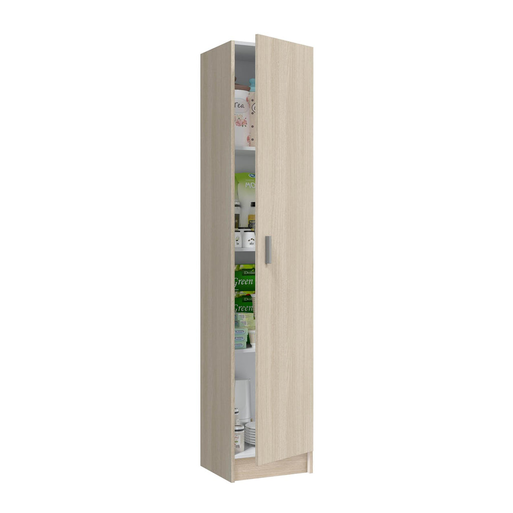 VITA Oak Utility Storage Cupboard - 1 Door Cabinet with 3 Shelves - Modular Storage for Kitchen or Utility Room